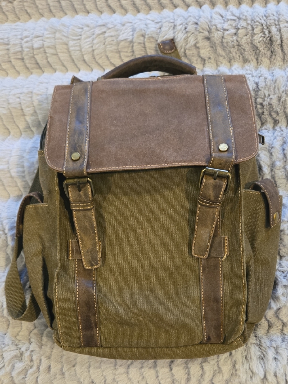 Cargoit | Green Tan/Brown Canvas Backpack Unisex NWOT